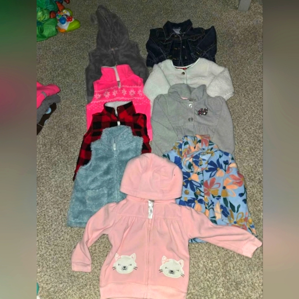 Carters vests, jackets, jean jacket 6-12 months